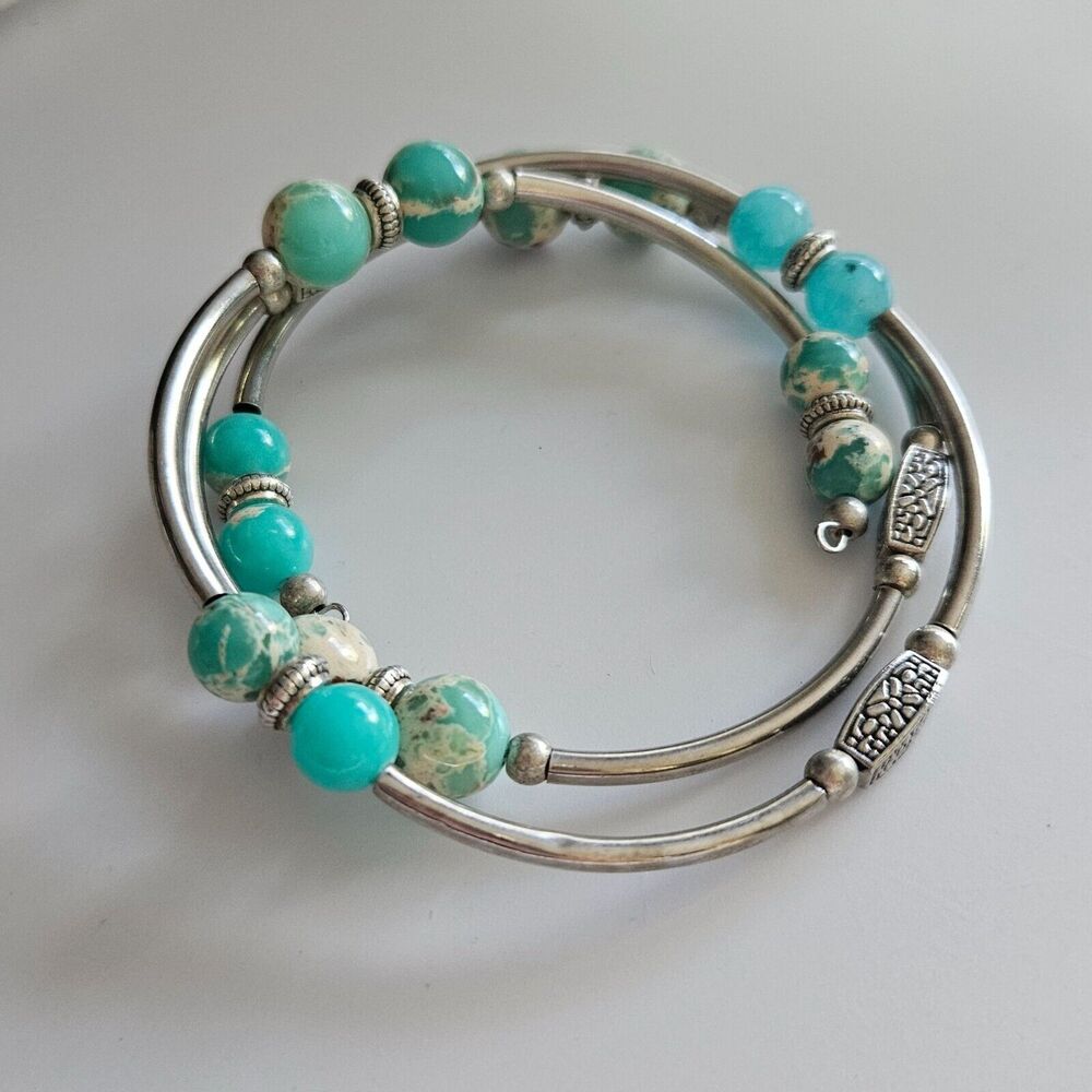 Silver tone layered wrap bracelet - Picture 12 of 13